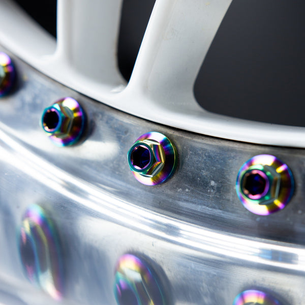 cosmic burn titanium modular wheel bolt finish installed