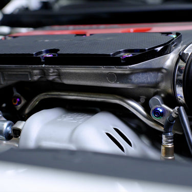K20C1 turbo water pipe titanium dress up bolts installed on Honda Civic Type R engine