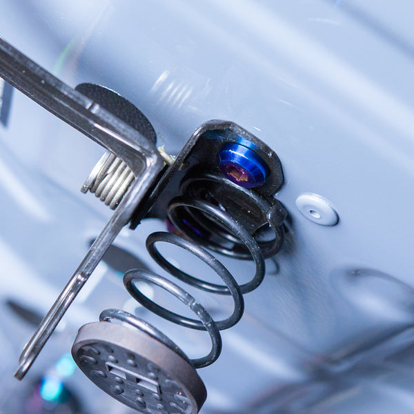 Titanium hardware for Nissan Z hood release