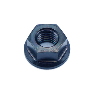 M7 x 1.00 titanium flange nut in black color