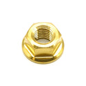 M7 x 1.00 titanium flange nut in gold color