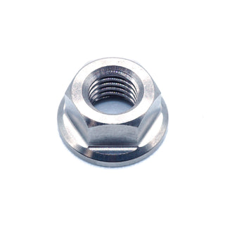 M7 x 1.00 titanium flange nut in polished color