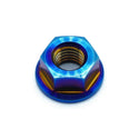 M7 x 1.00 titanium flange nut in oil slick color