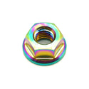 M7 x 1.00 titanium flange nut in cosmic burn color