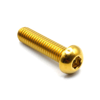 M6 x 1.00 x 25mm Titanium Button Head Bolt Gold