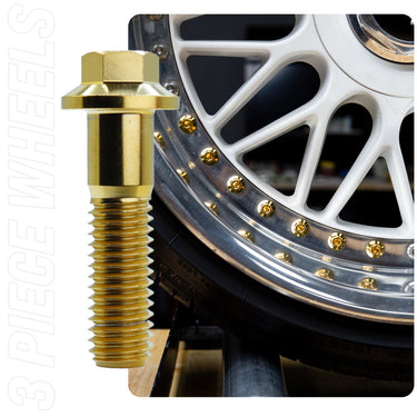 Pernos de rueda de titanio de tres piezas - M8 x 32 mm