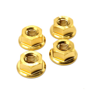 Titanium hood hardware kit for 1999-2005 Mazda Miata NB in Gold — 4 titanium flange nuts