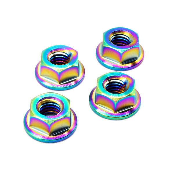 Titanium hood hardware kit for 1999-2005 Mazda Miata NB in Cosmic Burn — 4 titanium flange nuts