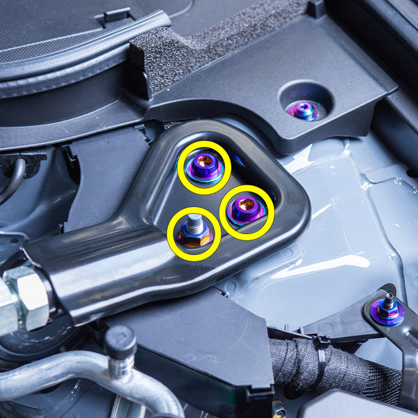 Titanium Hardware Diagram for the Nissan Z Strut Tower Bar