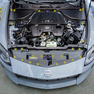 Titanium Hardware diagram to replace plastic clips for the 2023+ Nissan Z