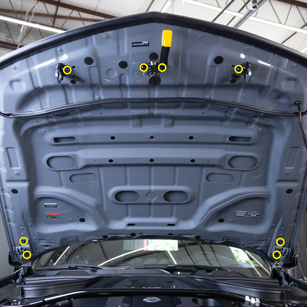 Hardware diagram for 2023+ Nissan Z hood