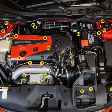 Honda Civic Type R (2017-2019) Titanium Dress Up Bolt Full Engine Bay Kit - DressUpBolts.com
