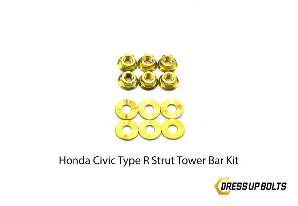 Honda Civic Type R (2017-2019) Titanium Dress Up Bolt Strut Tower Bar Kit - DressUpBolts.com