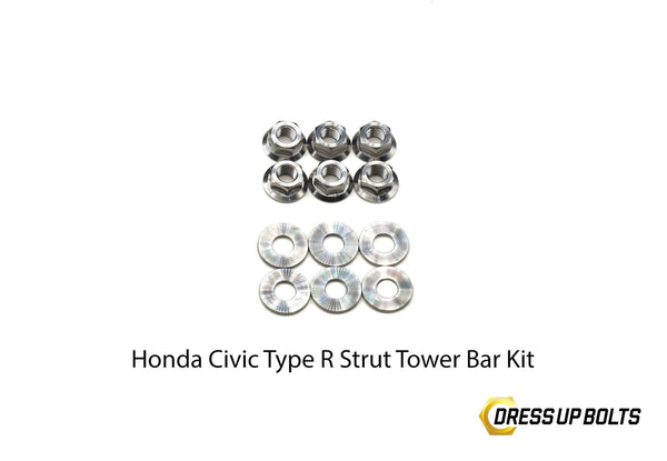 Honda Civic Type R (2017-2019) Titanium Dress Up Bolt Strut Tower Bar Kit - DressUpBolts.com