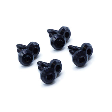 A set of black titanium bolts against a white background.