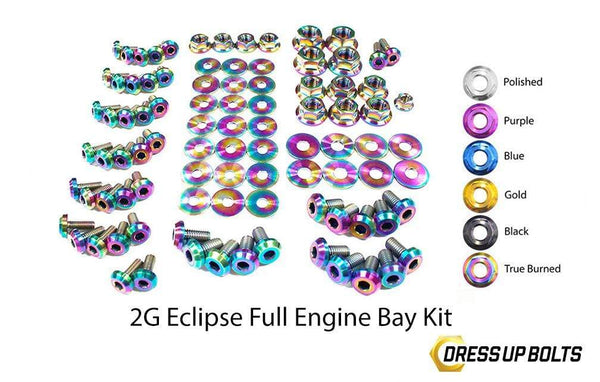 Mitsubishi 2G Eclipse DSM (1995-1999) Titanium Dress Up Bolts Full Engine Bay Kit - DressUpBolts.com