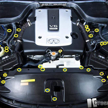 Infiniti G37 Coupe and Sedan (2008-2013) V36 Titanium Dress Up Bolts Engine Bay Kit - DressUpBolts.com