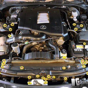 Lexus SC300/SC400 (1992-2000) Titanium Dress Up Bolts Engine Bay Kit - DressUpBolts.com